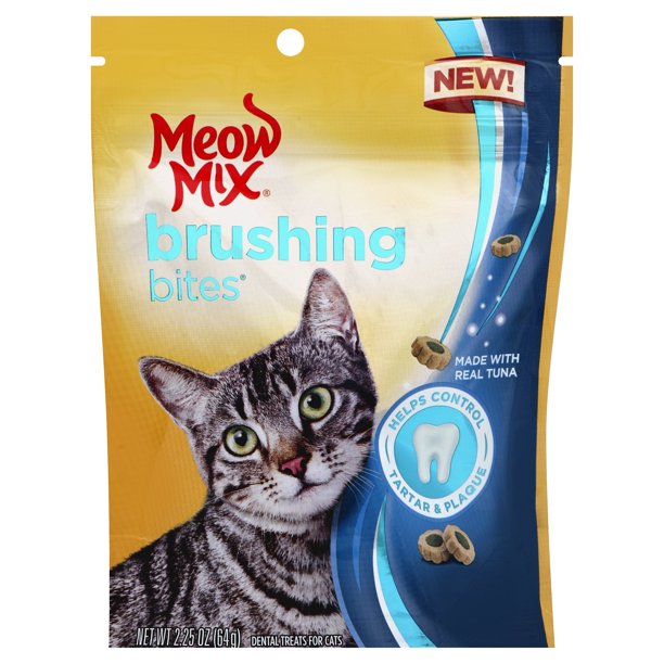 Meow Mix Brushing Bites Cat Dental Treats Made with Real Tuna 2.25