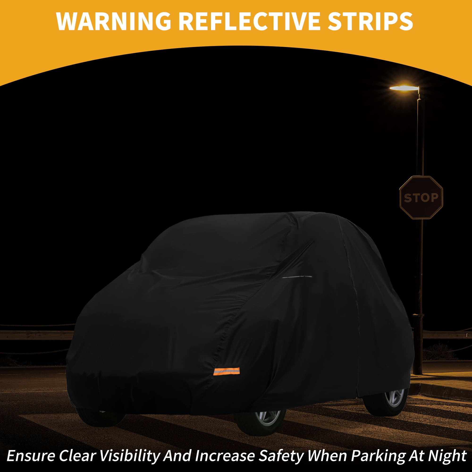 Unique Bargains Car Cover with Reflective Strips 110.24"x65.75"x57.09"