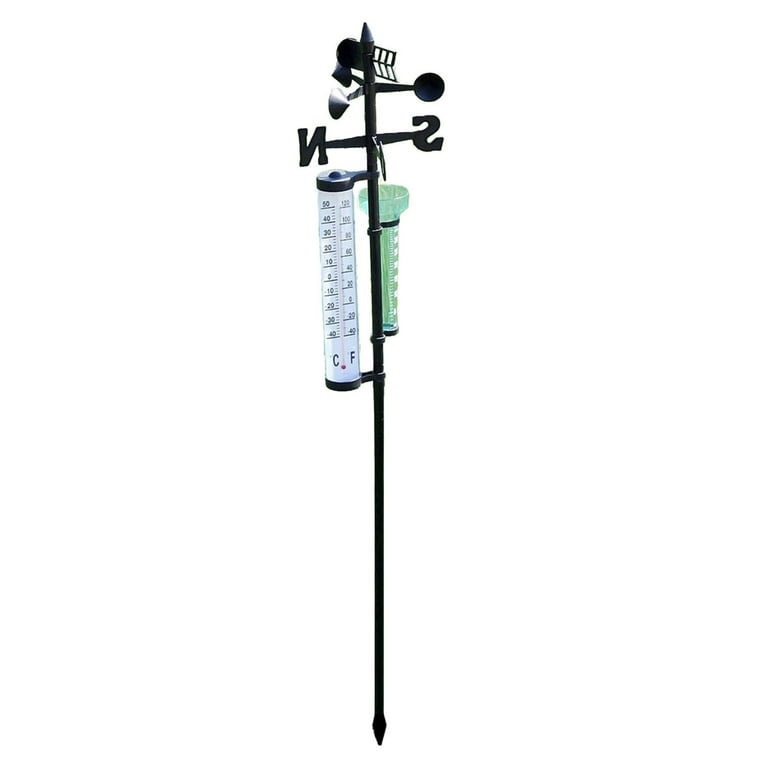 huntermoon Thermometer (Plastic) + Rain Gauge (Plastic) + Wind Vane  Temperature Gauge (Plastic) / Pole-Plastic Steel