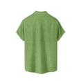 thumbnail image 4 of Lumtrix Mens Casual Summer Cotton Button Down Short Sleeve Shirts Cuban Camp Guayabera Beach Tops Green 3XL, 4 of 5