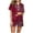 Wine, variant on Tnhcen Women 2 Piece Pajamas Sets Summer Nightwear Henley Neck Short Sleeve Shorts Home Clothes