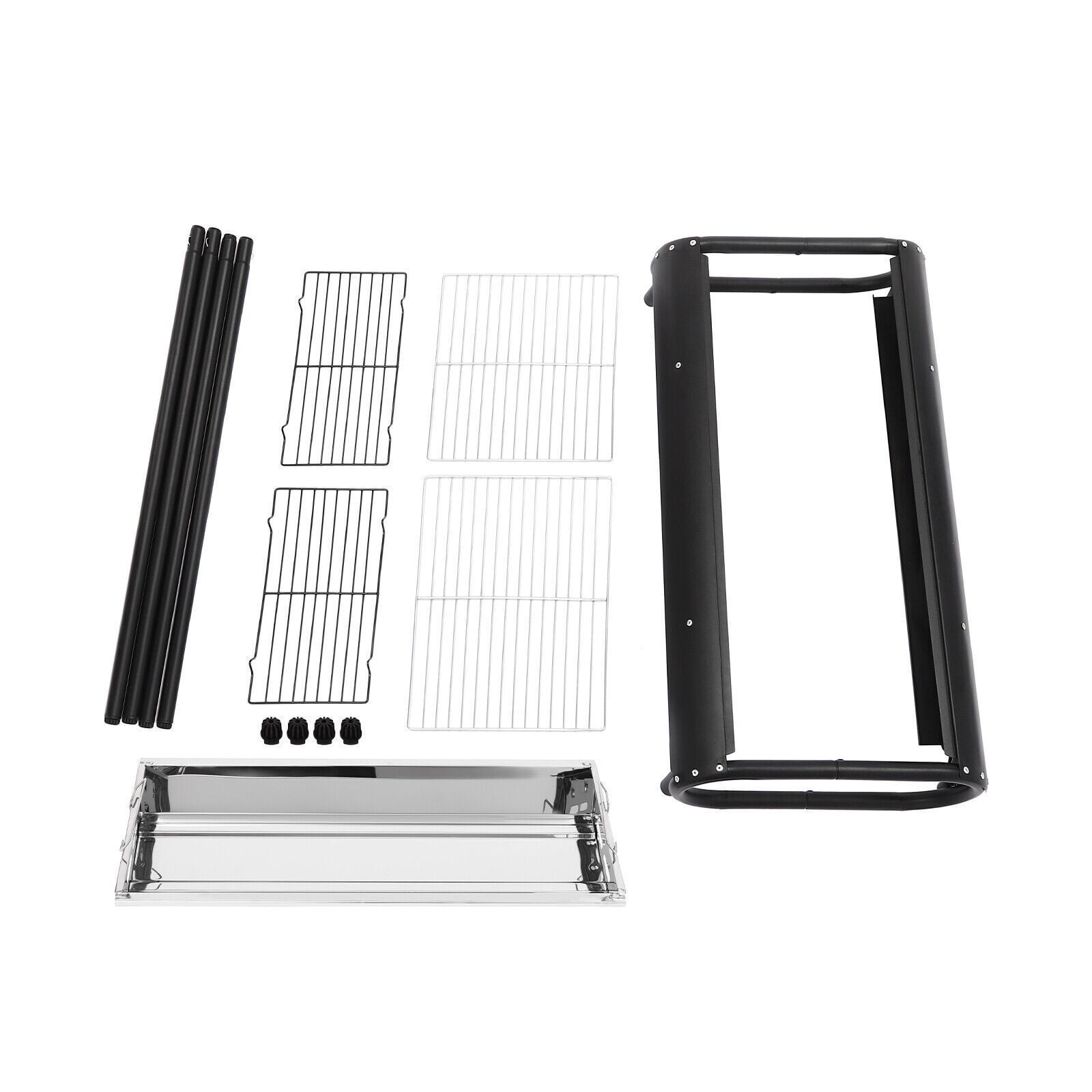 Portable BBQ Griddle Detachable Design  28.74*14.57*32.28 in Portable Charcoal Grill,  Black, Silver Outdoor BBQ Grill