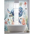 thumbnail image 6 of Sheer Curtains 84 Inches Long, Sea Turtle Coastal Light Filtering Window Curtains for Living Room, Summer Beach Coral Ocean Nautical Rod Pocket Voile Sheer Curtain Drapes, 52"W x 84"L, 2 Panels, 6 of 8