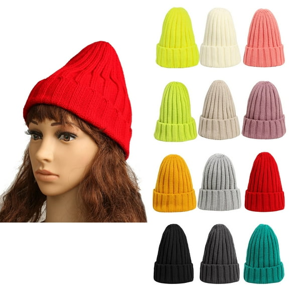 Ultra Warm Soft Beanie Classic Stocking Cap with a Slouchy Cuffed Design - Made from Plush, Insulating Yarn for Maximum Warmth in Winter,Red,One Size,KLOY2K