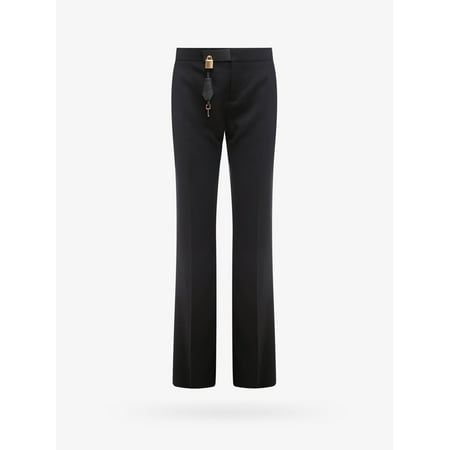

WOMAN Virgin wool trouser with leather detail and metal padlock