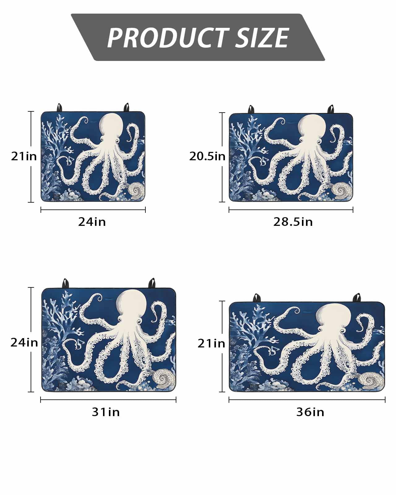 Stove Top Covers for Electric Stove, Beige Octopus Coastal Glass Stovetop Cover Protector, Navy Blue Nautical Ocean Coral Induction Cooktop Protector Oven Mat for Kitchen Countertop 24"x21"