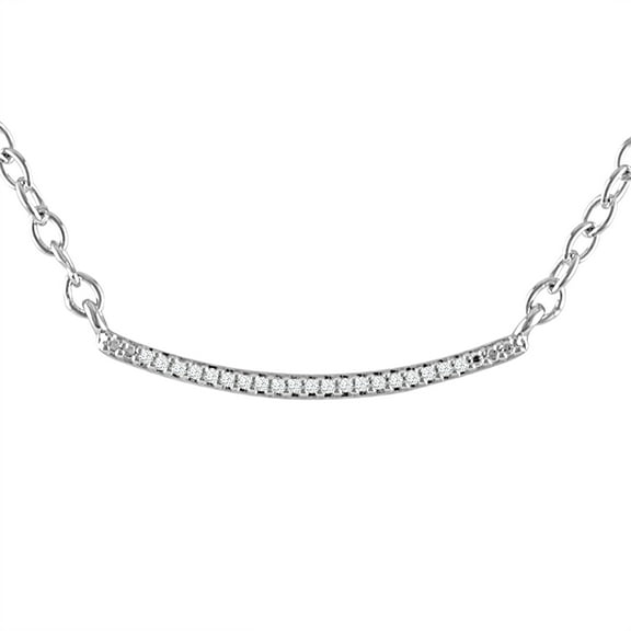 Ladies Brilliance Fine Jewelry Sterling Silver Diamond Accent Smile Curve Necklace