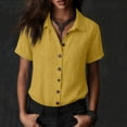 thumbnail image 4 of JYnXIANTI Summer Tops for Women Breathable Button Down Shirts Comfort Soft Lapel Blouses Casual Beach Travel Tshirt Outfits, 4 of 7