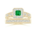 thumbnail image 4 of Angara Natural 0.3 Ct. Emerald with Diamond Halo Ring in 14K Yellow Gold for Women (Ring Size: 11.5), 4 of 10