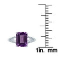 thumbnail image 3 of 10k White Gold Genuine Emerald-Shape Amethyst and Split-Shank Diamond Ring, 3 of 5