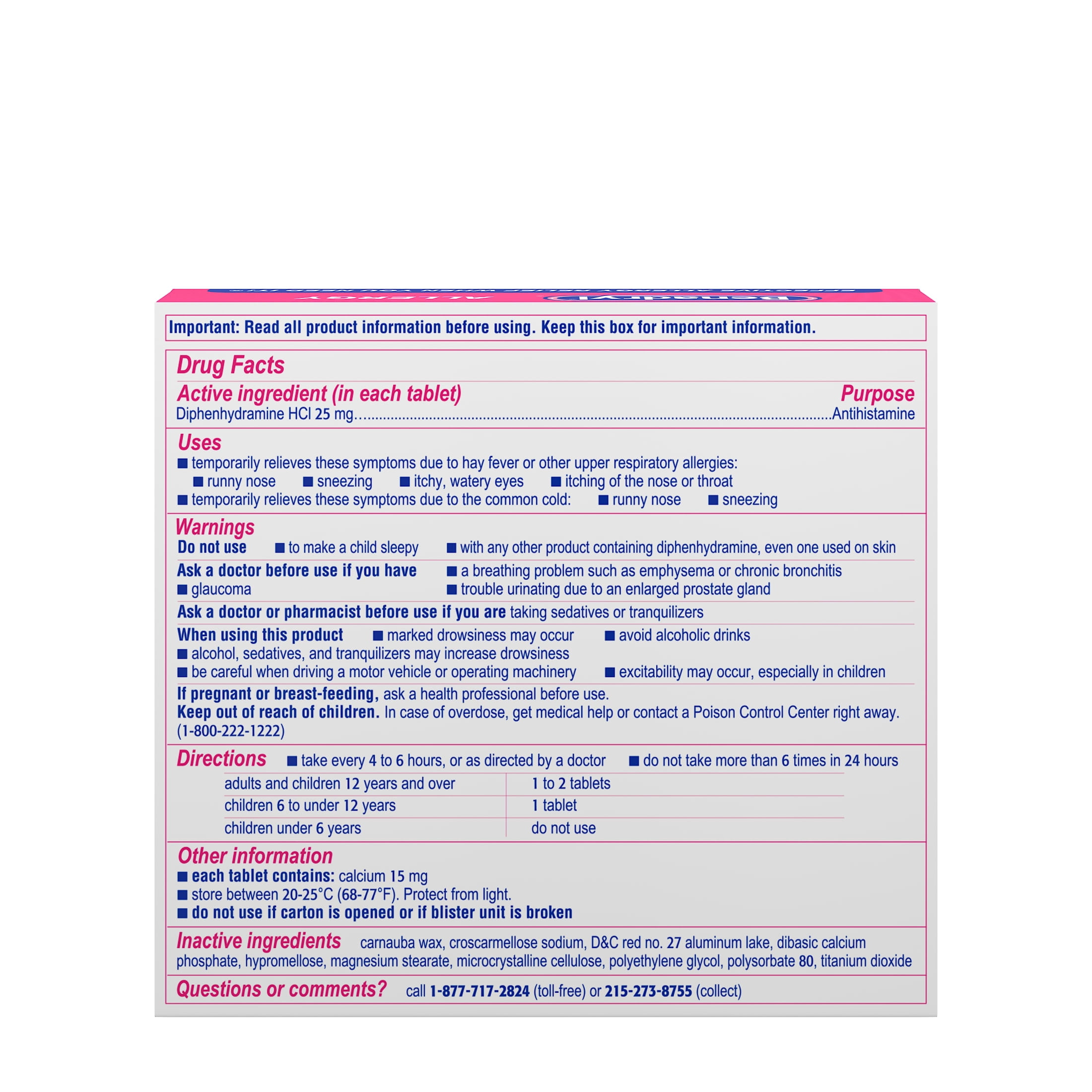 Benadryl Ultratabs Antihistamine Cold & Allergy Relief Tablets, 48 Count