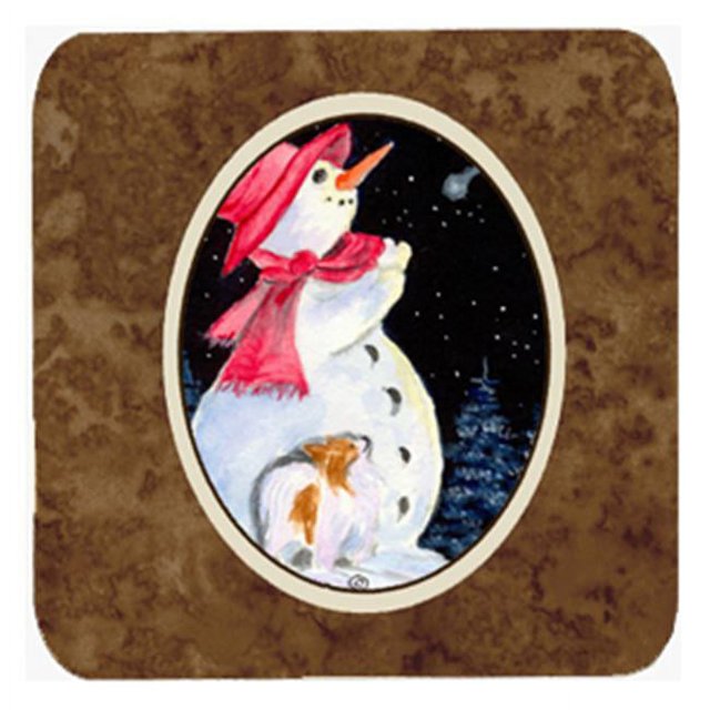 Carolines Treasures SS8793FC Snowman with Papillon Foam Coasters- Set - 4