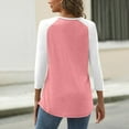 thumbnail image 3 of Lumtrix Womens 3/4 Sleeve Tops Henley Shirts Casual Trendy Button Down T Shirts 2025 Summer Basic Tees Tunic Pink 2XL, 3 of 4