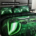 thumbnail image 5 of URBONUR Green Boys Comforter Sets Full Size Game Bedding Set for Kids Teens Green Lightning Gamepad Boy Bed Sets 6 Pieces Video Gaming Console Black Bed in a Bag with Sheet Set(Green Full), 5 of 10