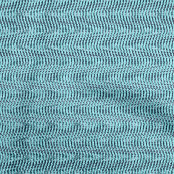 oneOone Polyester Lycra Aqua Blue Fabric Asian Block Fabric For Sewing Printed Craft Fabric By The Yard 56 Inch Wide