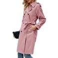 thumbnail image 5 of Double Breasted Spring Fall Women Solid Color Lapel Long Casual Trench Coat, 5 of 7