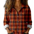 thumbnail image 3 of Xunmmm Button Down Shirts For Women Patchwork Pullover Plaid Printed Casual Long Sleeve Shirt Womens Blouses Brick Red XXXL, 3 of 8