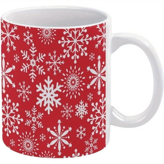 1pc Red Snowflake Mug Winter Christmas Coffee Mug Ceramic Mug Drinking Cup With Handle Coffee Cup 11oz Office Home