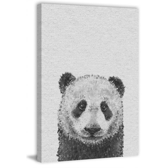 Lonely Panda Painting Print on Wrapped Canvas