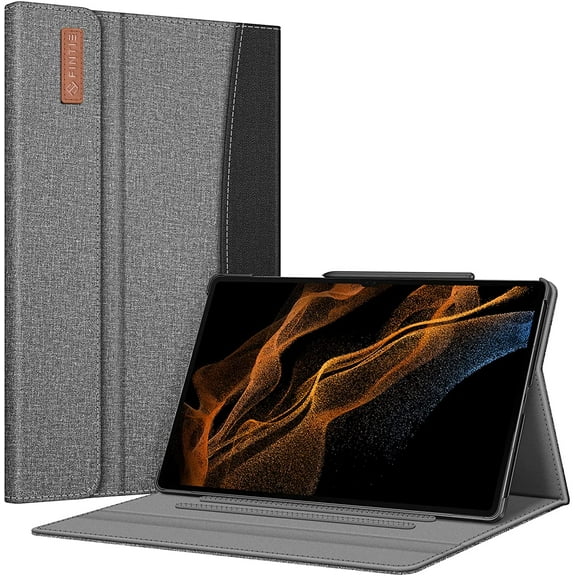Fintie Case for Samsung Galaxy Tab S8 Ultra 14.6 inch 2022 (Model SM-X900/X906), Multiple Angle Portfolio Cover with Pocket Auto Sleep/Wake (Gray)