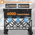 thumbnail image 5 of Yacona 35" L Extra Long Wagons Carts Foldable, 180L Heavy Duty Collapsible Wagon with Wheels, 360Lbs Portable Utility Cart for Shopping, Grocery, Garden, Beach, Camping, Black, 5 of 9