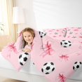 thumbnail image 4 of Manfei Kawaii Bowknot Ribbon 7-Piece Twin Bedding,Soccer Ball Sport Bedding Comforter Set,Pink Reversible, 4 of 7