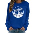 thumbnail image 2 of Nouveaux Hauts d'Été pour Femmes 2023 Chemises Col Rond Manches Longues Hauts Blouse Imprimée Coupe Décontractée Chandail en Molleton Oversize pour Femmes, 2 of 6
