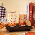 thumbnail image 5 of 2 Pack Fall Drinking Glasses 16oz Maple Leaf Glass Cup Fall Leaves Iced Coffee Cup with Lid Straw Cleaning Brush Beer Can Glass for Autumn Thanksgiving Cocktail Whiskey Beer Soda Gifts, 5 of 7
