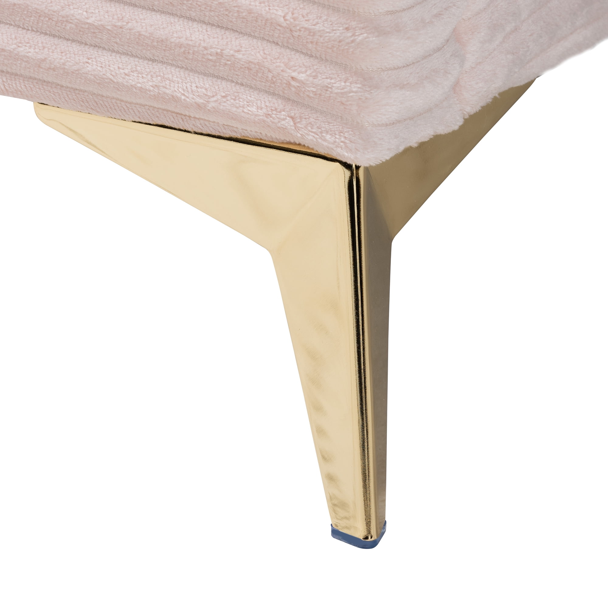 Baxton Studio Abberton Modern and Contemporary Light Pink Velvet and Gold Metal Queen Size Panel Bed