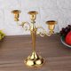 thumbnail image 5 of 3 Arms Metal Candle Holder European Style Candelabra Wedding Candlestick Home Decor (Gold), 5 of 5