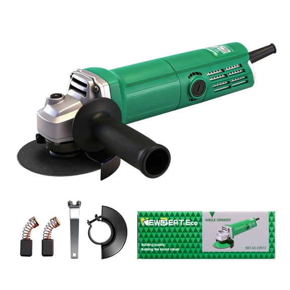 NEWBEAT 850W Angle Grinder, 4-1/2 inch Metal Cutter Grinder Tool with Wheel Guard, Side Handle, Spanner and Carbon Brush for Metal Wood, Green