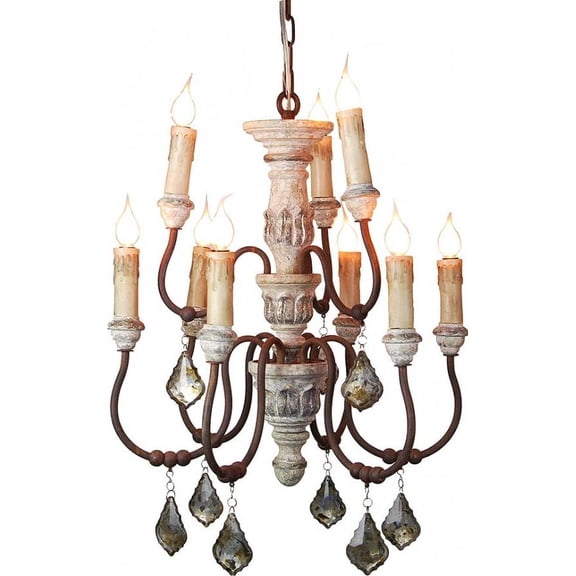 Hand-Carved Antique Silver Chandelier 19.7