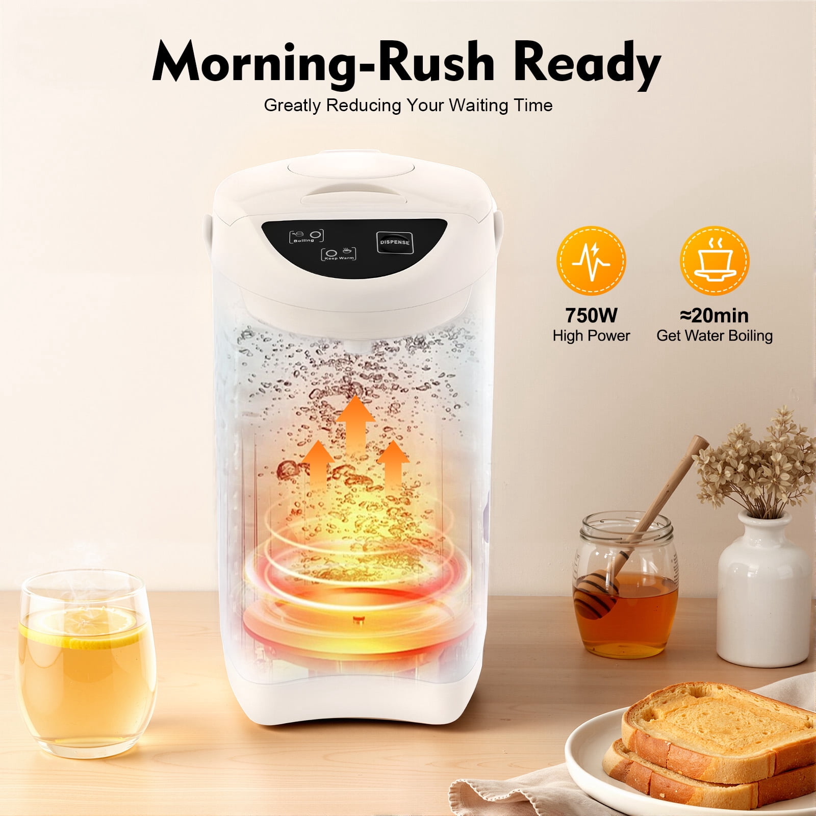 Electric Kettle 135oz 304 Stainless Steel Electric Tea Coffee Kettle, Boiler & Warmer Removable Water Tank 3 Water Dispensing Modes for Home Kitchen