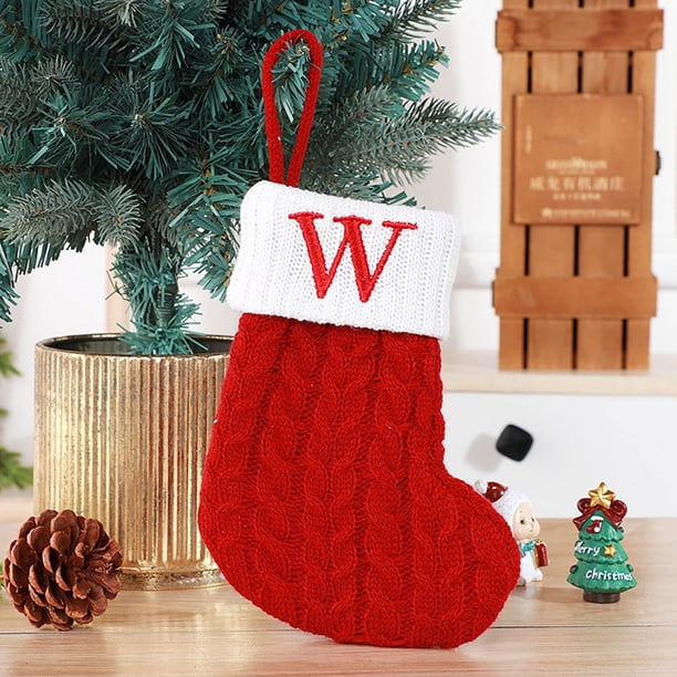 Cute Letters Christmas Stocking Decoration Christmas Tree Pendant Christmas Style Wool Knitted Socks Decoration Props