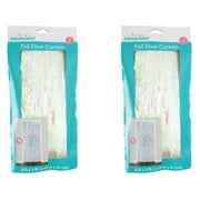 (2 pack) (2 Pack) Way to Celebrate! Pink Foil Fringe Door Curtain, 3ft x 8ft