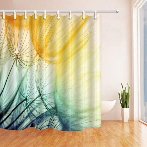 Op Flower Decor Dandelions With Yellow Blue Color Polyester Fabric Bathroom Shower Curtain 66x72 Inches Com Op Flower Decor Dandelions With, Yellow And Blue Shower Curtain