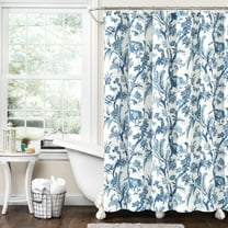 Lush Decor Dolores Nature Polyester Shower Curtain, 72x72, Blue, Single