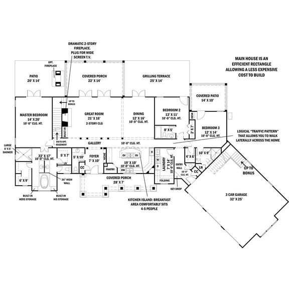 The House Designers: THD-4445 Builder-Ready Blueprints to Build a Spacious Cottage House Plan with Slab Foundation (5 Printed Sets)