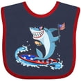 thumbnail image 3 of Inktastic Fourth of July Shark Surfing Boys or Girls Baby Bib, 3 of 4