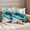 thumbnail image 2 of Turquoise Marble Outdoor Waterproof Pillow Covers, Luxury Modern Abstract Texture Art Decorative Square Throw Pillowcase Sofa Cushion Sham for Patio/Couch/Chair, 16"x16" 2 Pack, 2 of 8