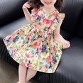 thumbnail image 5 of Little Girl Dresses Colorful Floral Pattern Dress Sleeveless Ruffles Sundress Style Casual Summer Dress Princess Party Dress Kids Sundress,Size 2 Years-3 Years, 5 of 9