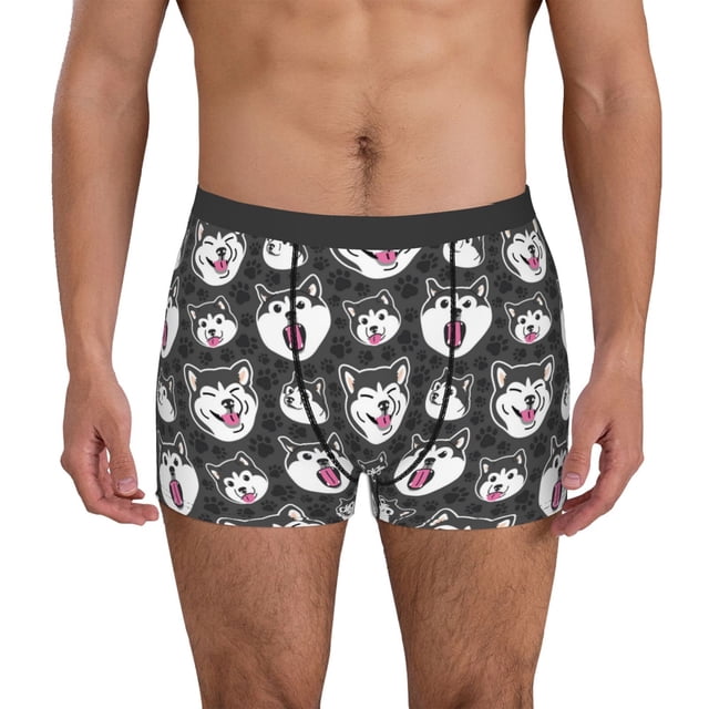 Balery HUSKY Face Calzoncillos bóxer para hombre, ropa interior de algodón suave y transpirable con cinturilla de nailon-Small