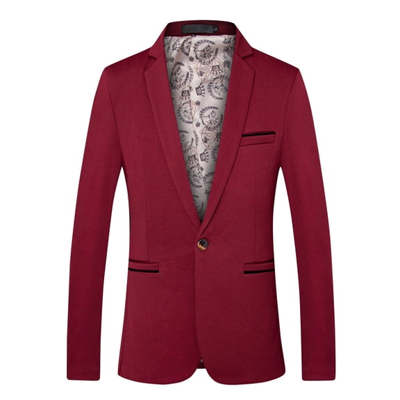 Men's Suit Jacket One Button Slim Fit Solid Coat Casual Blazer Lightweight Sport Coats Blazers With Lining & Pockets