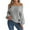 Gray, variant on Women's Off The Shoulder Sweater Crochet Knit Long Sleeve Loose Pullover (Blue, L)
