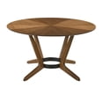 thumbnail image 5 of Santana 5 Piece Round Walnut Wood Dining Table Set with Blue Fabric, 5 of 6