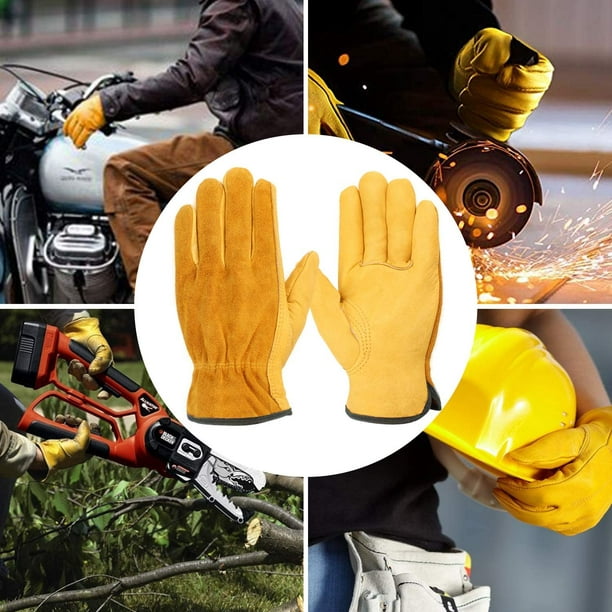 ShenMo Gants de travail en cuir, 2 paires de gants résistant à l'épreuve et  à l'épreuve de l'eau pour la construction, jardinage, réparation  automobile, disponible pour les hommes et les femmes XL 
