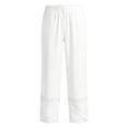 thumbnail image 5 of VBVC Women's Cotton-Linen Cropped Pants,Crochet Lace Trim Trousers For Women,Ladies Tulip Hem Boho Casual Pants with Pockets,White,S-3XL, 5 of 8