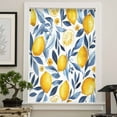 thumbnail image 4 of Yellow Lemon Semi Sheer Curtains Drapes for Living Room, Bedroom, French Doors Window 108 Inches Long, Blue Flower Leaves Spring Summer Plant Rod Pocket Chiffon Curtain Drapery Voile Draperies Panel, 4 of 6