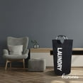 thumbnail image 6 of Caroeas 100L Laundry Basket,Large Laundry Hamper,Laundry Bag with Padded Handles, Clothes Hamper Stands Up Well, Collapsible Free Standing Easy Storage Washing Bin (Black), 6 of 6