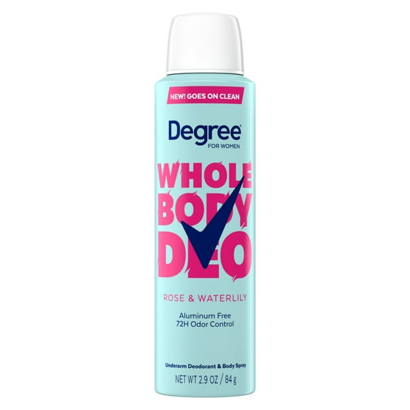 Degree Women Deodorant Spray Rose And Waterlily Scent Aluminum Free 72H Odor Protection, 2.9 oz